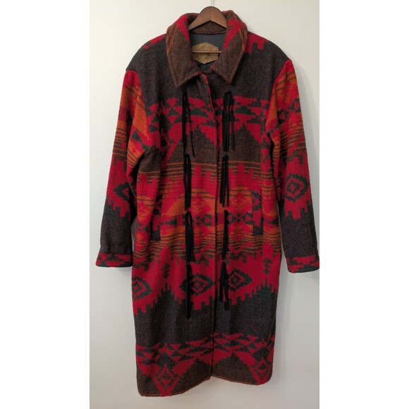 Woolrich Jackets & Blazers - Vintage 90s Woolrich Womens Southwest Wool Trench Coat Large Aztec Long Duster